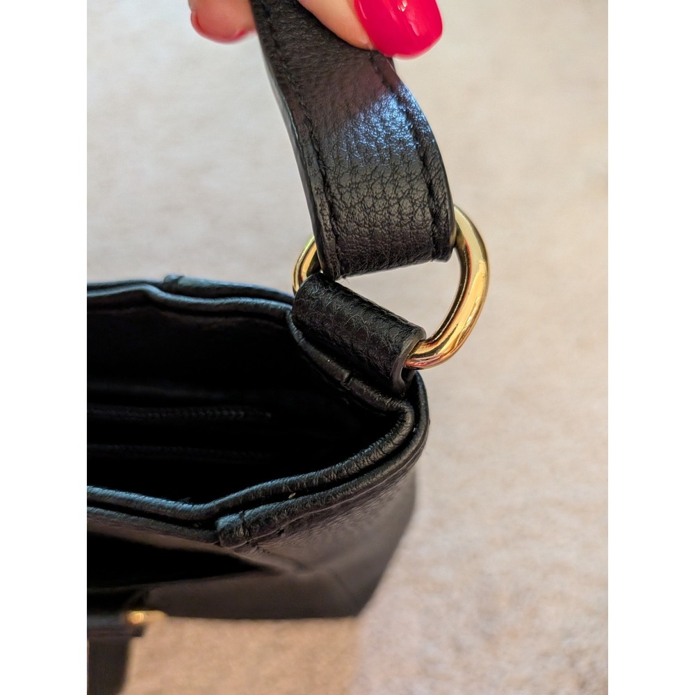 Tommy Hilfiger Tote Bag Black Pebbled Faux Leather Crossbody Handbag - Picture 4 of 7